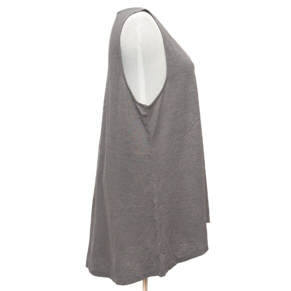 Eileen Fisher Grey Hemp Cotton Blend Scoop Neck Hi Lo Hem Tank Top Size Large - Picture 4 of 8